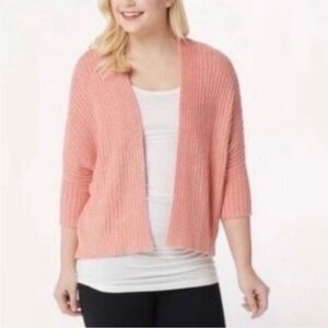 SOLD! SOLD!Barefoot Dreams Cozy Chic Lite Ribbed Shrug Cardigan In Coral